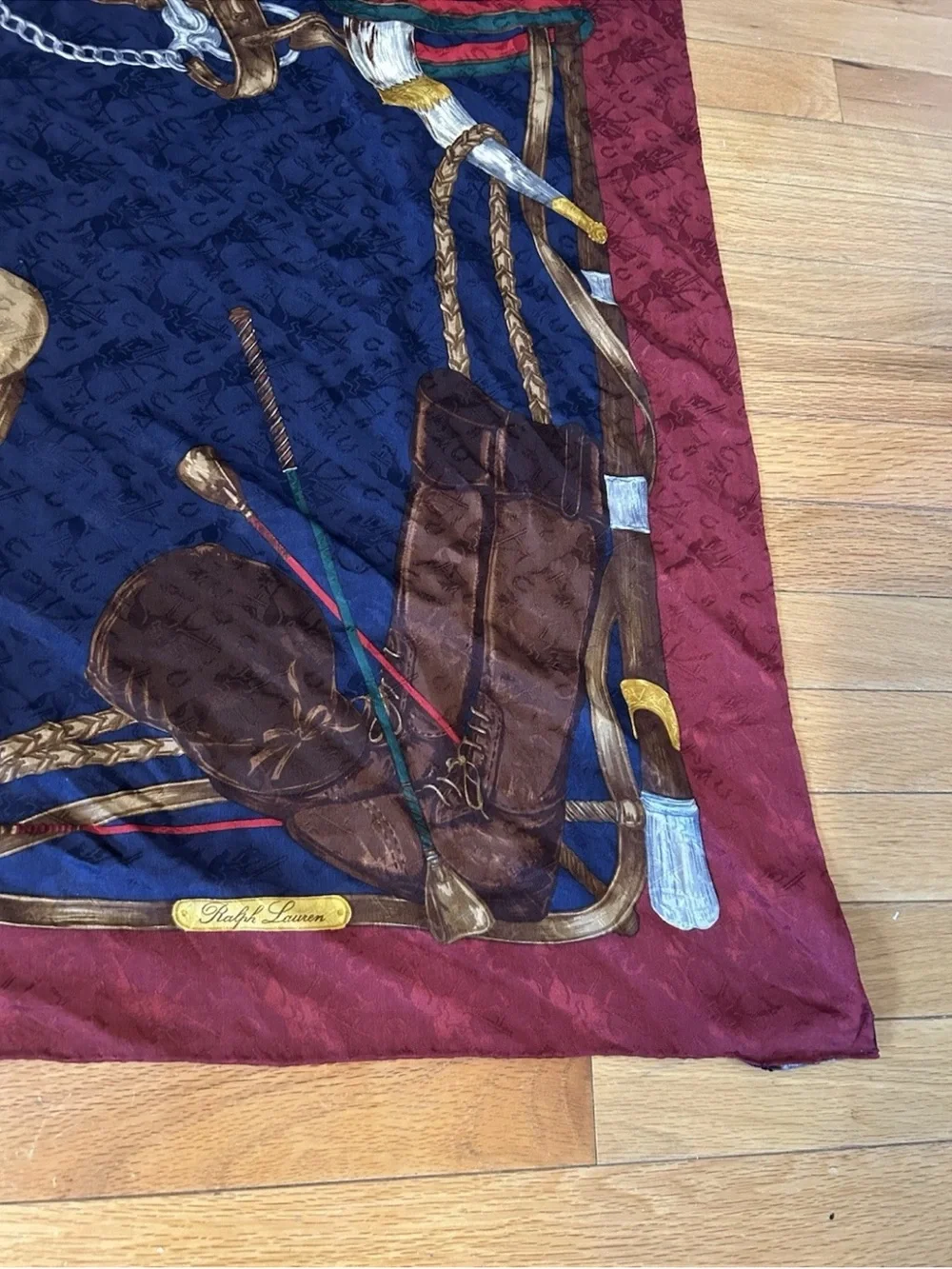 Vintage Ralph Lauren Purple Label Silk Scarf Equestrian Polo Italy 34x33 Luxury